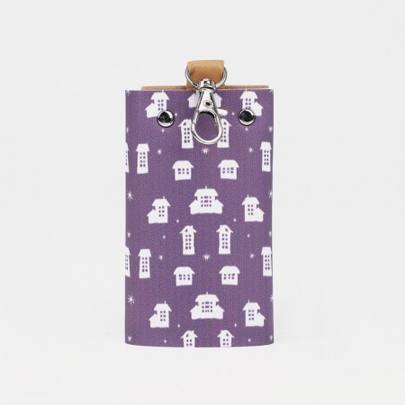 Key of buttons, length 10.5 cm, 6 carabiners, lilac color-1