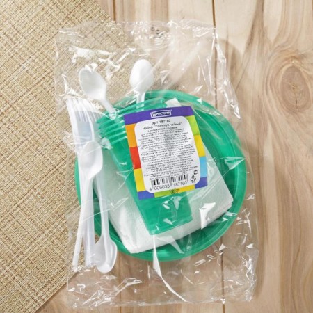 A set of plastic disposable utensils "Premium", 6 people, color mix-5
