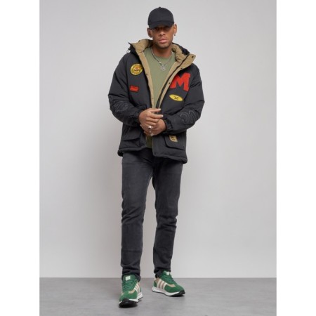 Winter male jacket, size 52, black color-12