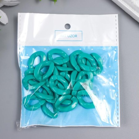 Decor for creativity plastic "Ring for the chain" turquoise set 25 pcs 2.3x1.65 cm-3