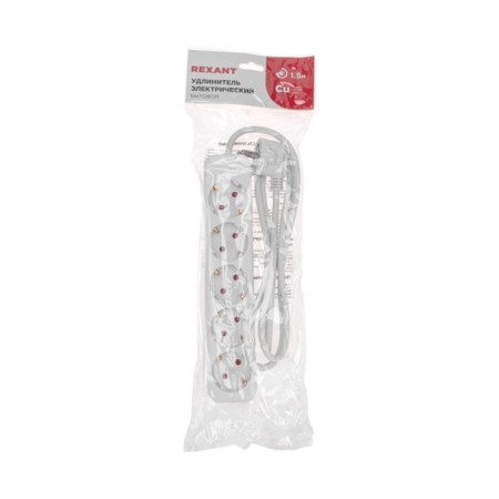 Extension cord Standard 5 nests, 1.5m, 3x1.0mm², s/h, white rexant-4