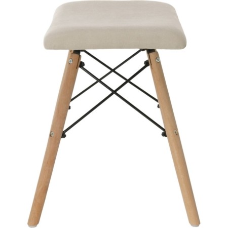 Stool Ben array of beech/metal/fabric, natural/beige 41x39x44 cm-2