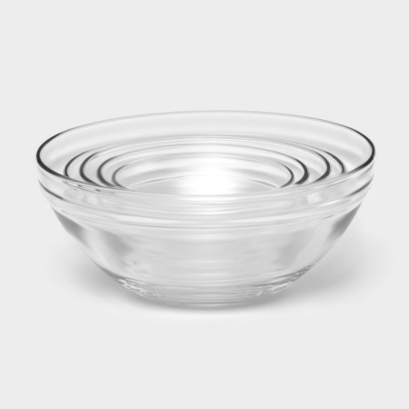 A set of glass salad bowls “Classic” with lids, 5 objects: 900/500/350/200/130 ml, blue color-5