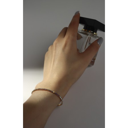 Bracelet "ice" 1 row, rainbow color in gold, 7 cm-2