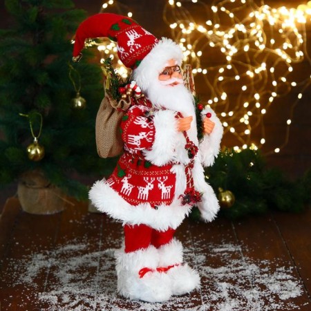 Santa Claus "in a red fur coat, cap and gifts" 23x45 cm-2