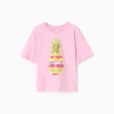 T-shirt for girls, pale pink color, height 128 cm