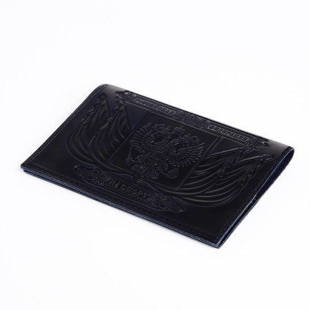 Cover for passport, embossing, emblem, dark blue color-2