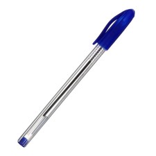 Ballic handle 1.0 mm, blue rod, triangular transparent, oil ink (barcode on the pcs)