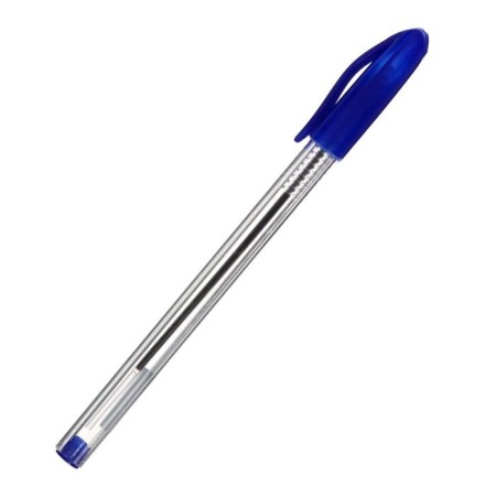 Ballic handle 1.0 mm, blue rod, triangular transparent, oil ink (barcode on the pcs)