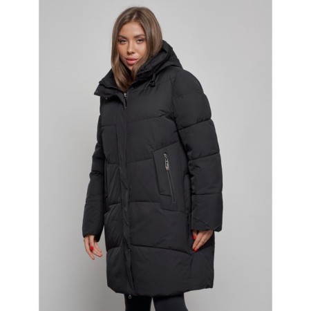 Coat insulated winter female, size 48, black color-7