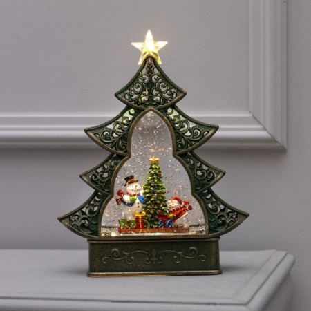 LED figure "Christmas tree with snowmen" 23 × 29 × 9.5 cm, plastic, AAX3 batteries (not in the kit), USB, glow warm white