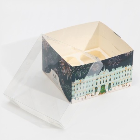 Box for Capcake "New Year's mood", 16 x 16 x 10 cm, New Year-3