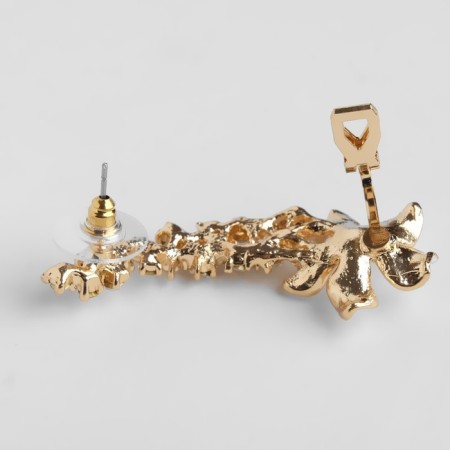 Earring "Kaff" The flower is elegant, the color is white in gold-2