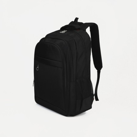 Male backpack, Marat, 3 lightning departments, 3 external pockets, black color