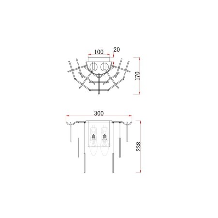 Wall lamp 60W, 2HE14, 23.8x30 cm, nickel-1