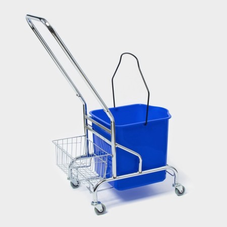 The harvester is simultaneous with vertical and grid, blue bucket 25 liters, chrome frame-3