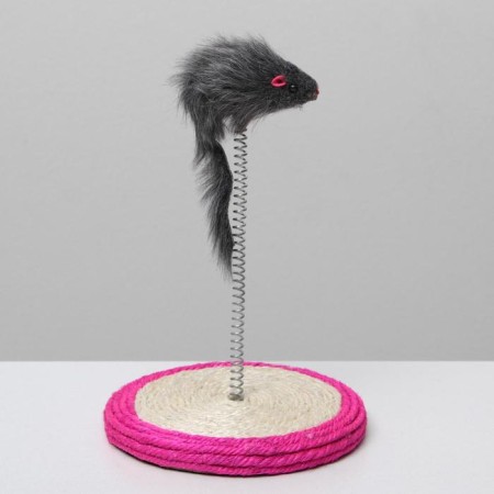 Cat Domestan "Mouse on the Sisaley Stand", 15 x 23 cm, mix of flowers-3