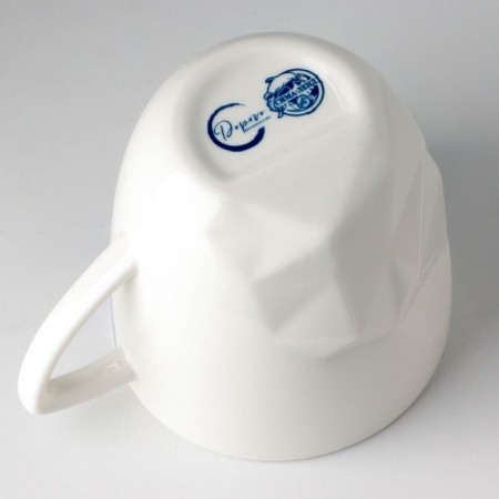 Ceramic mug "marble", white-blue, 350 ml, white color-6