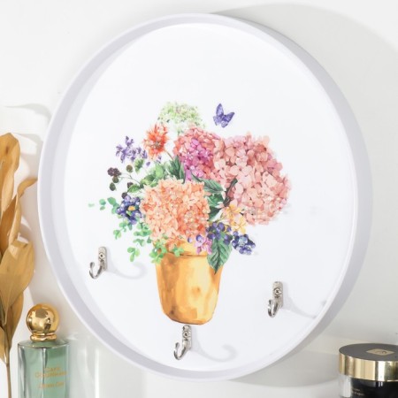 Decorative hooks 3 hooks "hydrangeas in a pot" 30x30 cm-1