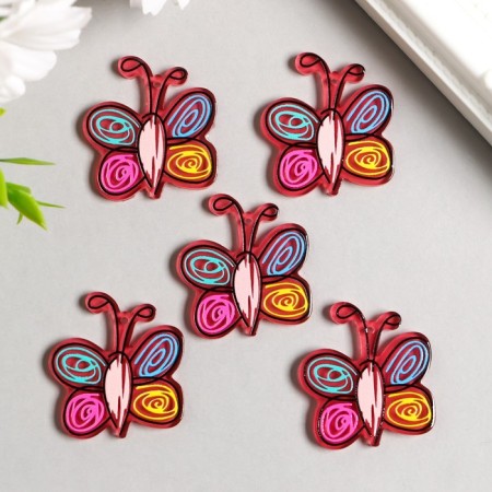 Decor for the work of acrylic "Children's drawing. Pink butterfly" 3.4x3.2 cm-1