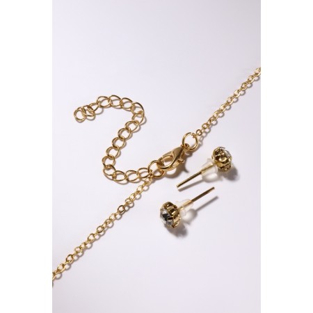 Set 2 objects: earrings, pertressed pendality, heart, white color in gold, 45 cm-5