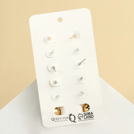 Pusets 6 pairs "ball" flower, white color in gold-2