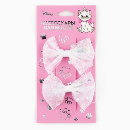 Hair hairpin white bow, set, 2 pcs, 7.5 cm, princesses