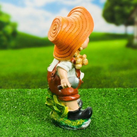 Garden figure "Boy in a hat with carrots" 18x33cm-1