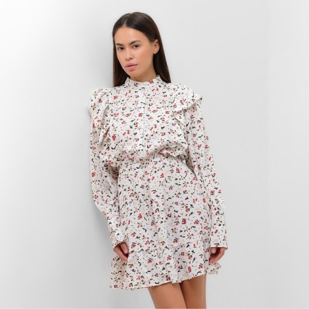 Women's dress with ruffles mist, size 46, white