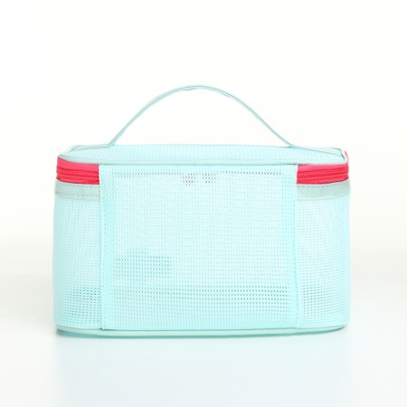 Cosmetic bag grid, 21*14*12, lightning department, mint-1