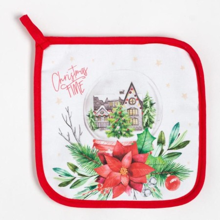 Kit kitchen Christmas Red Flowers mittens of 20x28cm, 19x19cm severity, 100% cotton-3