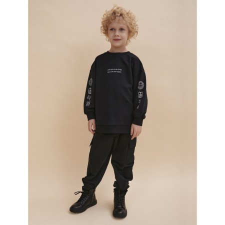 Sweatshirt for boys, height 128 cm, black color-11