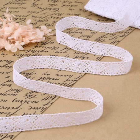 Knitted lace, 22 mm × 10 ± 1 m, white color