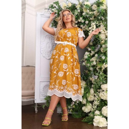 Women's dress, size 52, mustard color-3