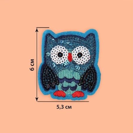 Thermal appliance "owl", with sequins, 6 × 5.3 cm, blue color-1