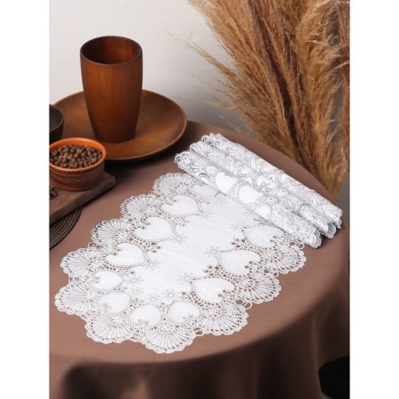 A set of openwork for the table “Leaves”, 46 × 30 cm, 4 pcs, PVC, silver color-1