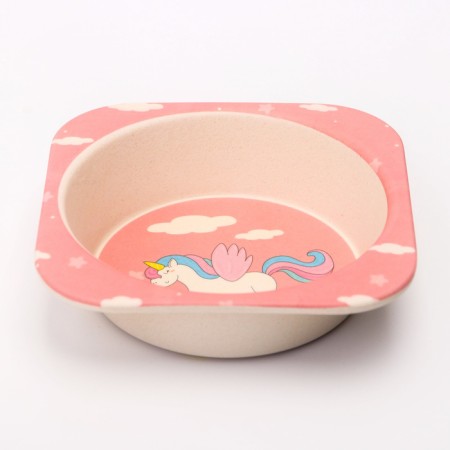 A set of bamboo dishes "Unicorn", plate, bowl, glass, devices, 5 items-4