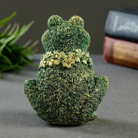 Figure "Frog from flowers" green with gilding, 12x9x8cm,-2