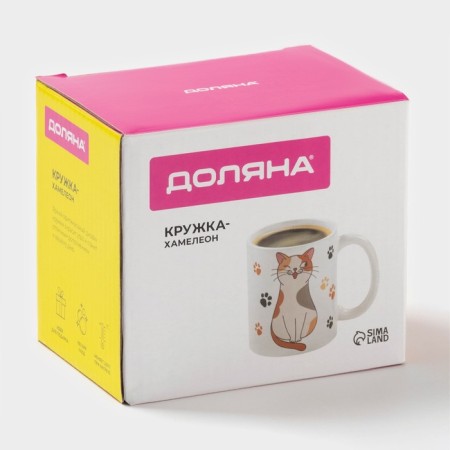Mug - chameleon ceramic share "cat", 350 ml, white color-5