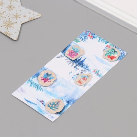 Sticking with a volumetric element "New Year. Snowfall" 7x15.2 cm-4