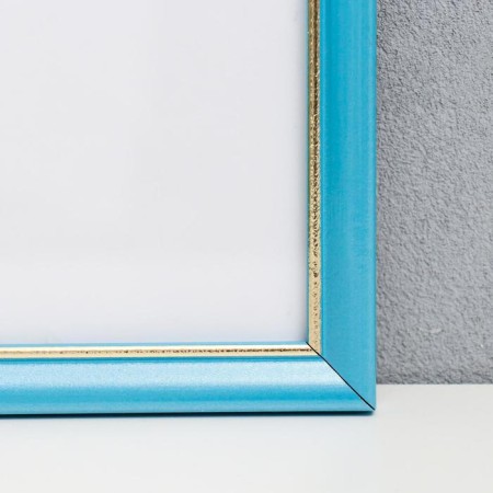 Photo frame plastic 25x25 cm, blue with gold (plastic screen)-1