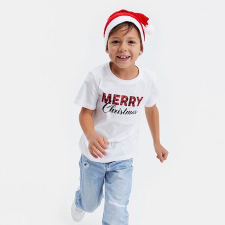 T-shirt Children's KAFTAN "Merry Christmas", size 28 (86-92), white color-1
