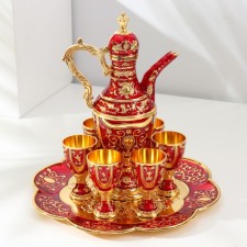 Set of wine jug, 6 glasses and tray 