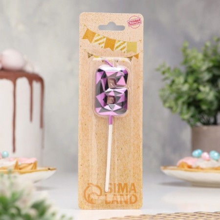 Candle for Cake "Almaz", number "6", purple metallic-1