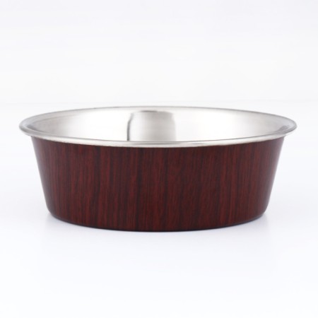 The bowl is round with a non -slip base and print, 450 ml, wood texture-2