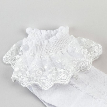 Children's socks with ruffles, white color, size 18-20 (29-31)-1