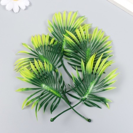Decor for creativity "Palm leaf on the stem" set 5 pcs Green gradient 8x13.5 cm-2