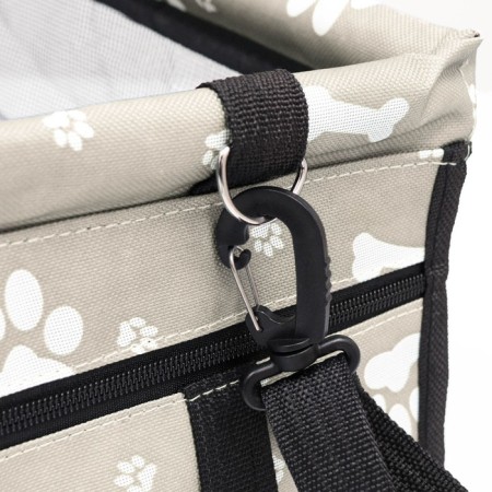Car Seats for animals 40*30*25 cm, gray with white paws and bones-7