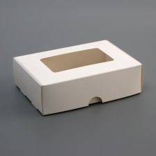 The box is folding, the lid is, with the window, white, 14 x 10 x 4 cm,