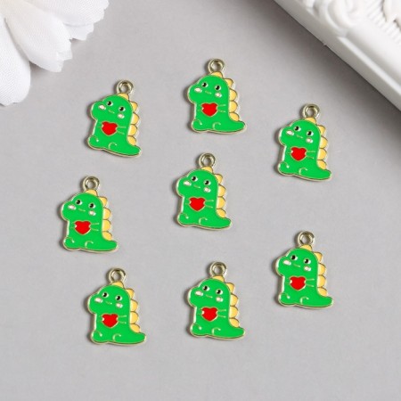 Decor for creativity metal, enamel "Dinosaurus with heart" 1.6x1.1 cm-1